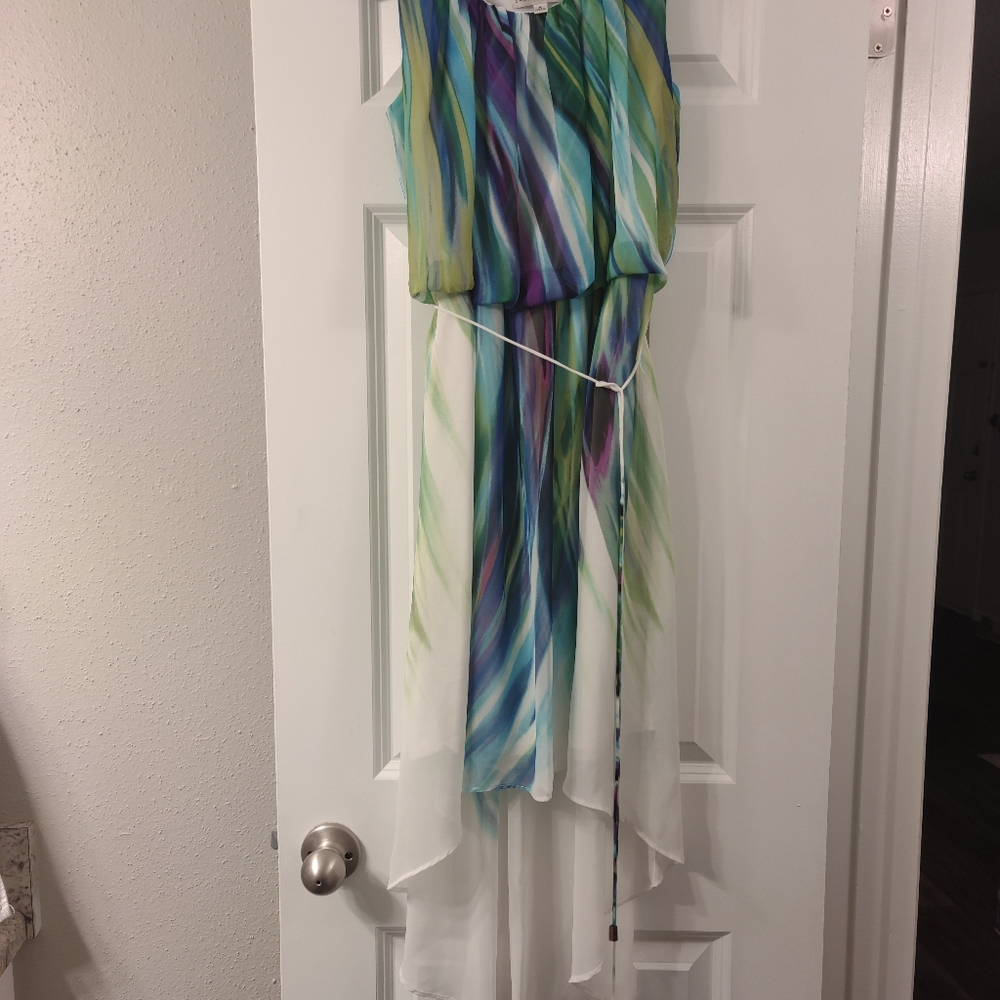 Sandra Darren size 6 multi color flowy dress hi-lo
